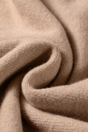 Front view of the Taupe Ribbed Trim High Neck Short Sleeve Casual Sweater, styled with polished comfort for work, travel, and everyday wear, made for women who want repeat outfit options.