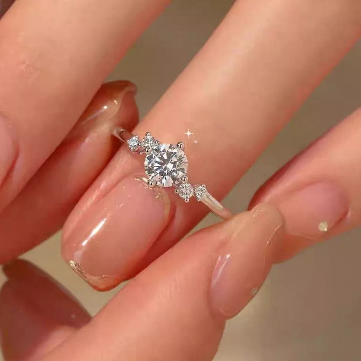 Front view of the Women's Silver Minimalist 1 Carat Moissanite 925 Sterling Ring Style 4 for Everyday Styling & Gifting, styled with delicate sparkle for daily wear and gifting, made for women who want refined jewelry.