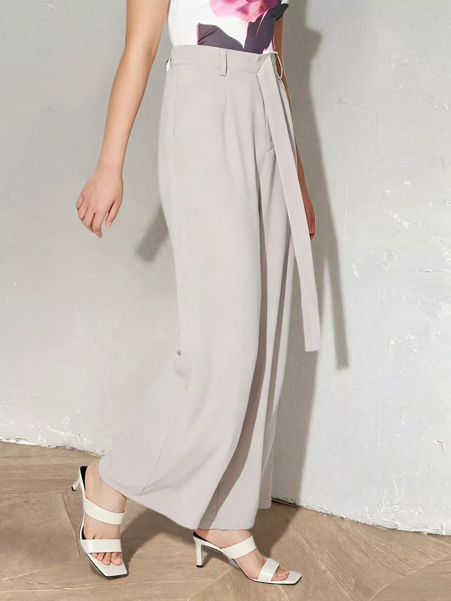 Front view of the Dust Storm Wide Leg Belted Pants, styled with polished comfort for work, travel, and everyday wear, made for women who want repeat outfit options.