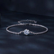 Front view of the 925 Sterling Silver Zircon Bracelet, styled with soft-shine jewelry for daily outfits and gifting, made for women who want stackable jewelry.