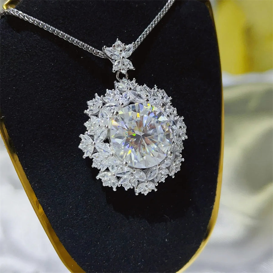Front view of the White Moissanite Necklace, styled with layered jewelry for everyday styling and gifting, made for women who want refined neckline detail.