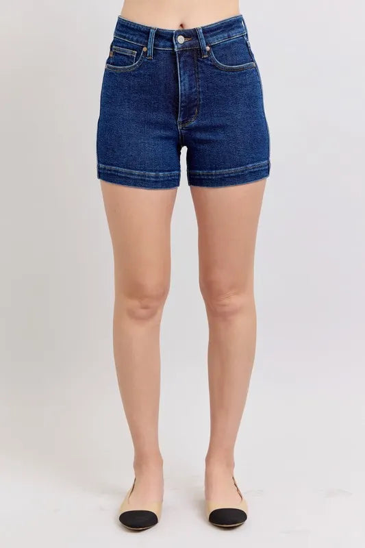 Front view of the DK Women's Elegant Denim Judy Blue Full Size High Pants for Office & Everyday Wear, styled with polished comfort for work, travel, and everyday wear, made for women who want repeat outfit options.