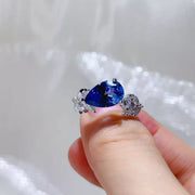 Front view of the Royal Blue 3 Carat Moissanite 925 Sterling Silver Ring, styled with delicate sparkle for daily wear and gifting, made for women who want refined jewelry.