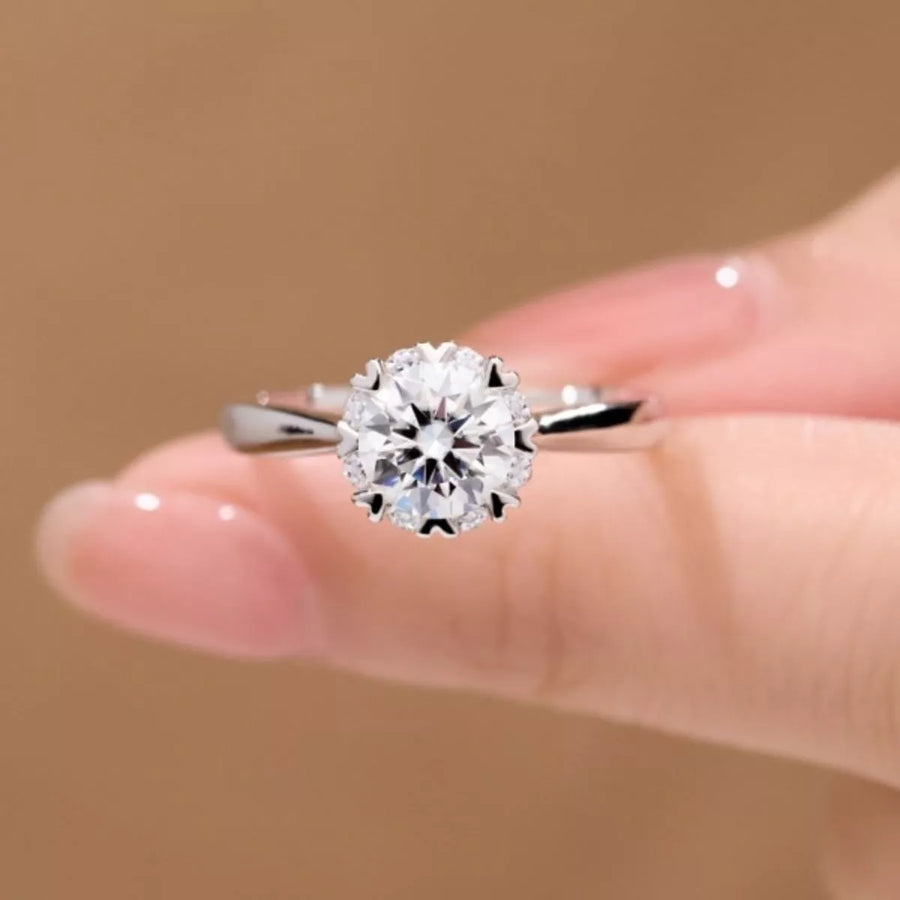 Front view of the Silver Moissanite Ring, styled with delicate sparkle for daily wear and gifting, made for women who want refined jewelry.