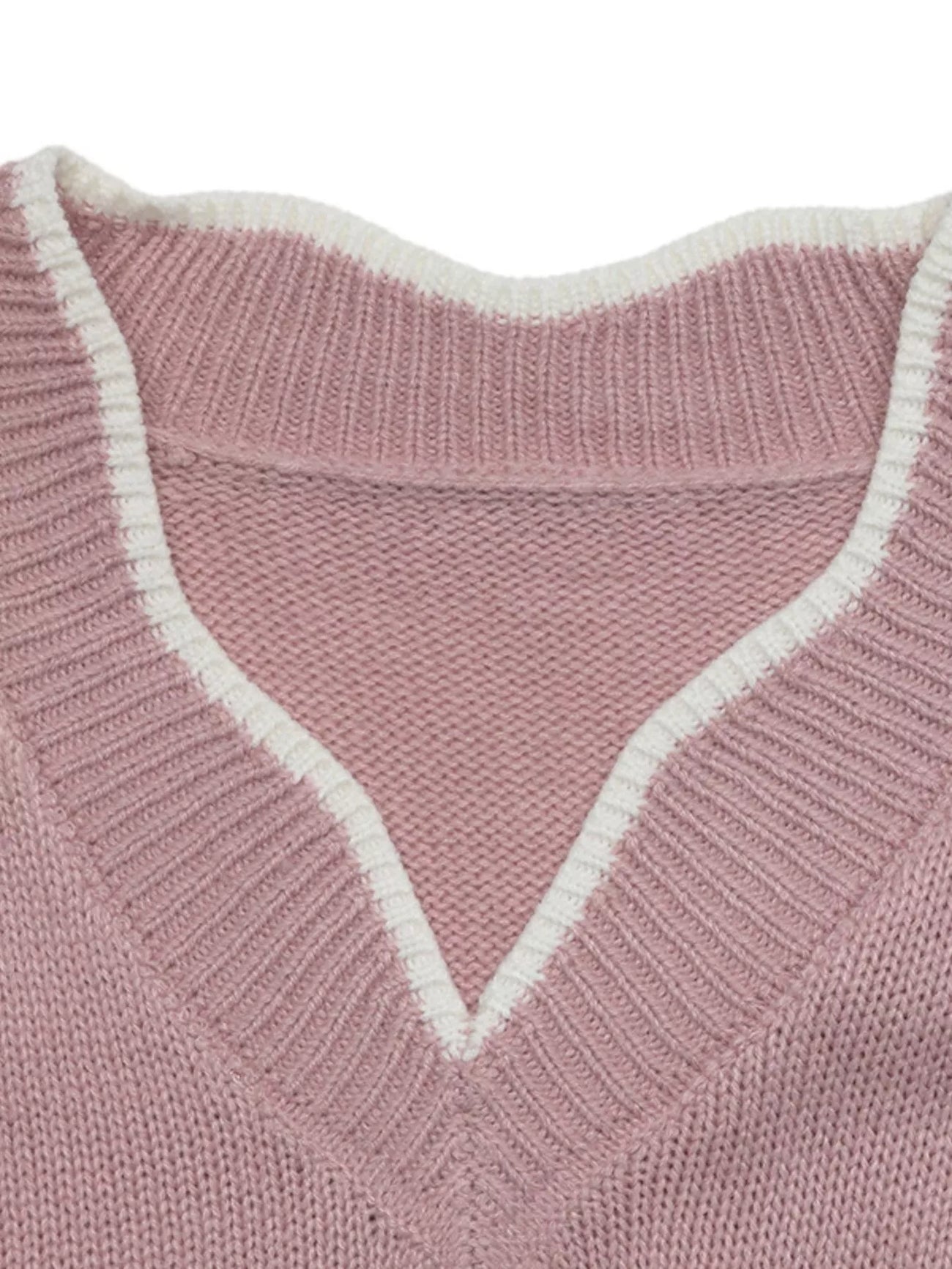 Front view of the Pink V-Neck Openwork Long Sleeve Sweater, styled with polished boutique styling for day-to-night outfits, made for women who want easy layering.