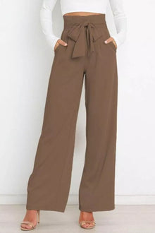 Bundle outfit view of the Khaki Women's Elegant High Waist Tie Front Wide Pants for Office & Everyday Wear, styled with polished comfort for work, travel, and everyday wear, made for women who want repeat outfit options.