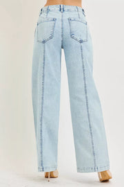 Back view of the ACID LIGHT RISEN Slouchy Wide Leg Jeans, styled with polished boutique styling for day-to-night outfits, made for women who want easy layering.
