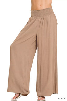 Bundle outfit view of the COCOA Women's Elegant Zenana Smocked Waistband Wide Leg Pants for Office & Everyday Wear, styled with polished comfort for work, travel, and everyday wear, made for women who want repeat outfit options.