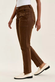 Back view of the Judy Blue High Waist Aurora Weekender Jeans with Knee Darts C Mahogany, styled with polished boutique styling for day-to-night outfits, made for women who want easy layering.