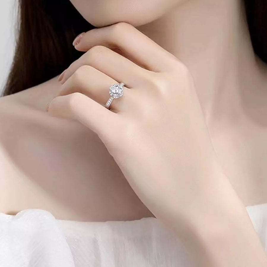 Front view of the Silver Moissanite Ring, styled with delicate sparkle for daily wear and gifting, made for women who want refined jewelry.