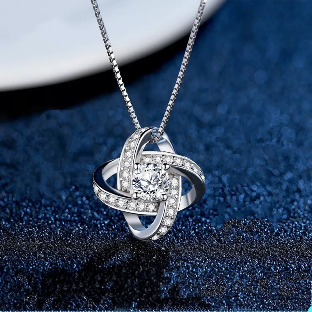 Chain detail of the Women's Lace Silver Minimalist 1 Carat Moissanite 925 Sterling Pendant Necklace Style 2 for Everyday Styling & Gifting, styled with layered jewelry for everyday styling and gifting, made for women who want refined neckline detail.