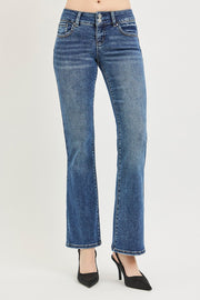 Neckline detail of the MEDIUM RISEN Tummy Control Low Rise Bootcut Jeans, styled with polished boutique styling for day-to-night outfits, made for women who want easy layering.