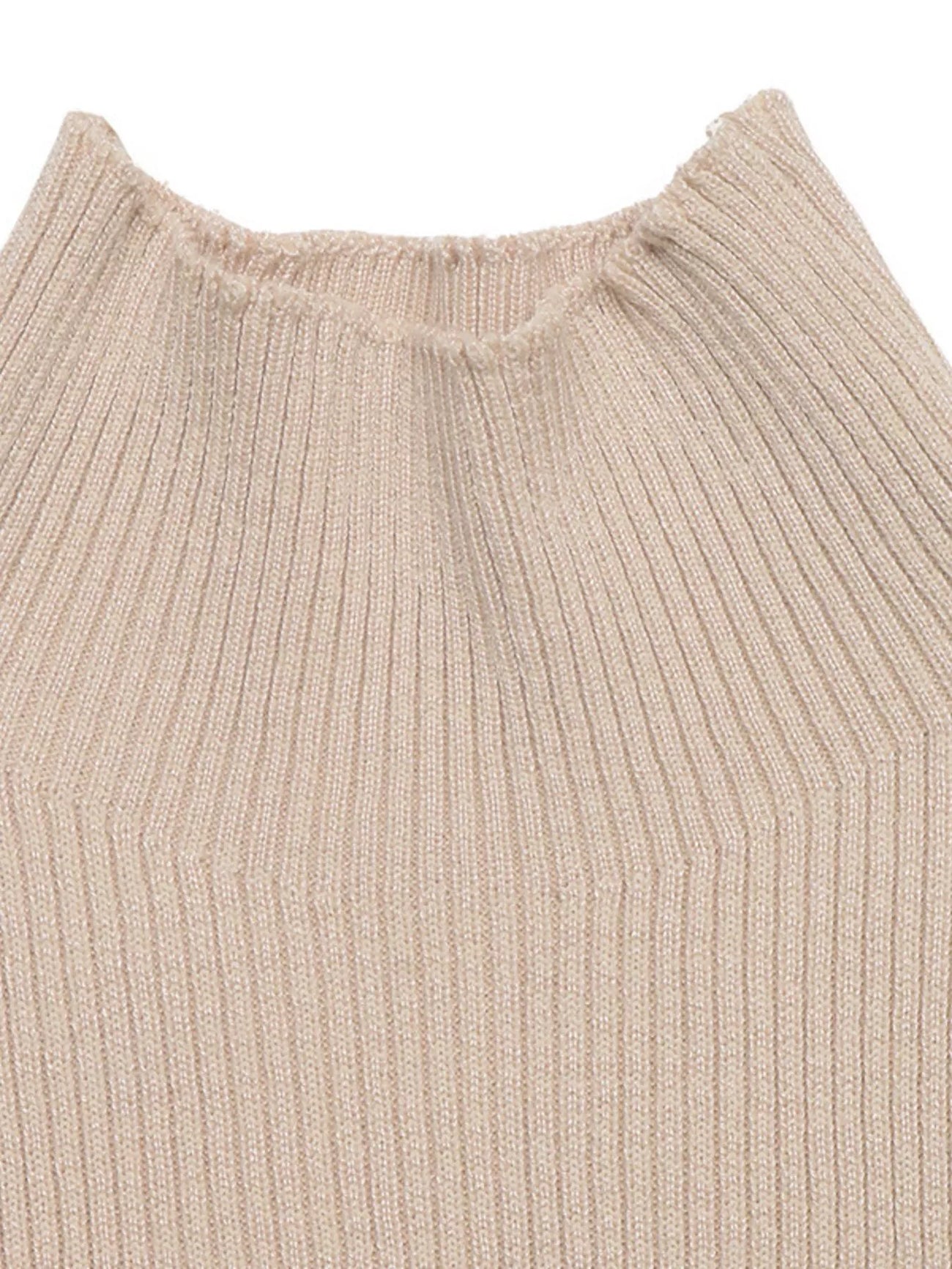 Front view of the Khaki Ribbed Mock Neck Flare Sleeve Sweater Dress, styled with feminine boutique styling for dinners, travel, and events, made for women who want elegant styling.