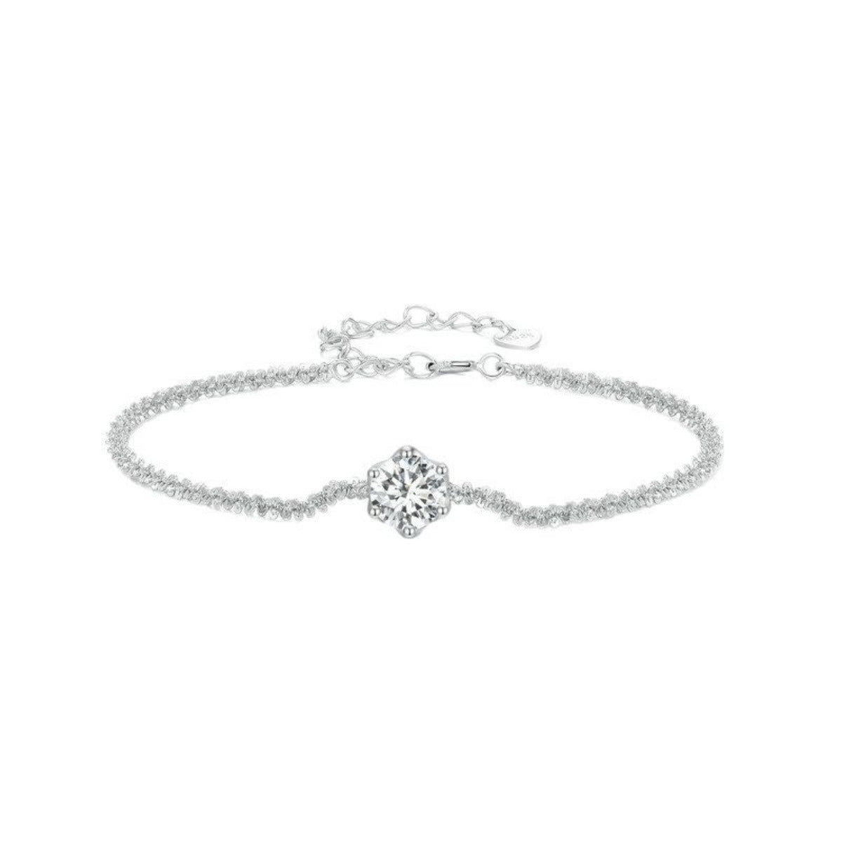 Shine detail of the 925 Sterling Silver Zircon Bracelet, styled with soft-shine jewelry for daily outfits and gifting, made for women who want stackable jewelry.