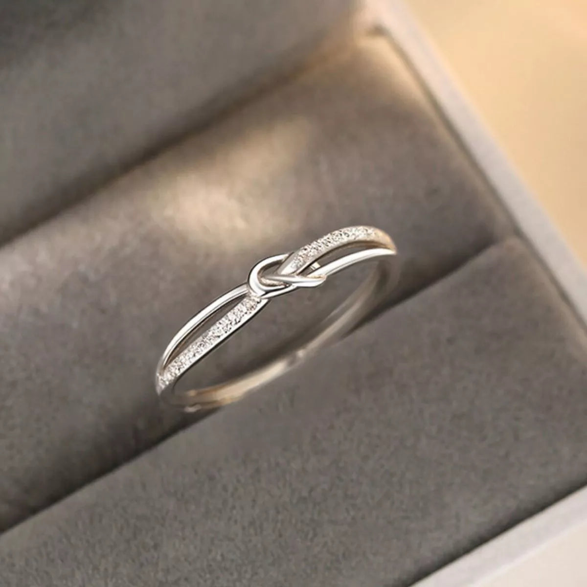 Shine detail of the Women's Silver Minimalist 925 Sterling Knot Ring for Everyday Styling & Gifting, styled with delicate sparkle for daily wear and gifting, made for women who want refined jewelry.
