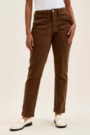 Front view of the Judy Blue High Waist Aurora Weekender Jeans with Knee Darts C Mahogany, styled with polished boutique styling for day-to-night outfits, made for women who want easy layering.