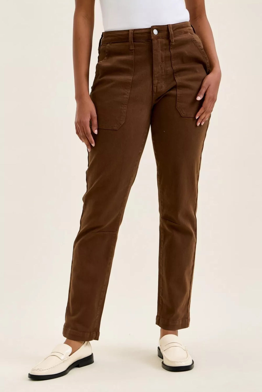 Front view of the MAHOGANY Women's Elegant Judy Blue High Waist Aurora Jeans for Office & Everyday Wear, styled with polished boutique styling for day-to-night outfits, made for women who want easy layering.