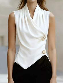 Bundle outfit view of the White Women's Elegant Draped Asymmetrical Tank Top for Layering & Everyday Outfits, styled with polished boutique styling for day-to-night outfits, made for women who want easy layering.
