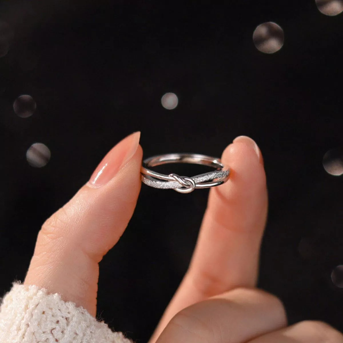 Shine detail of the Women's Silver Minimalist 925 Sterling Knot Ring for Everyday Styling & Gifting, styled with delicate sparkle for daily wear and gifting, made for women who want refined jewelry.