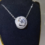 Chain detail of the 2 Carat 925 Sterling Silver Moissanite Pendant Necklace, styled with layered jewelry for everyday styling and gifting, made for women who want refined neckline detail.