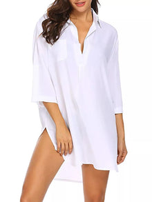 Bundle outfit view of the White Women's Elegant Full Size Side Slit Collared Shirt for Layering & Everyday Outfits, styled with polished boutique styling for day-to-night outfits, made for women who want easy layering.