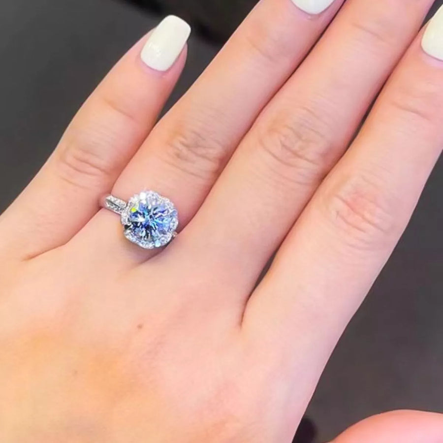 Front view of the Silver Moissanite Ring, styled with delicate sparkle for daily wear and gifting, made for women who want refined jewelry.