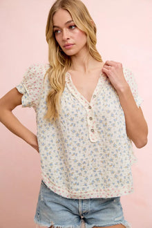 Bundle outfit view of the Women's Elegant Floral Bibi Crinkle Neckdrop Short Sleeve Blouse for Layering & Everyday Outfits, styled with polished comfort for work, travel, and everyday wear, made for women who want repeat outfit options.