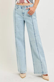 Side view of the ACID LIGHT RISEN Slouchy Wide Leg Jeans, styled with polished boutique styling for day-to-night outfits, made for women who want easy layering.