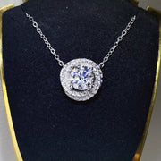 Front view of the 2 Carat 925 Sterling Silver Moissanite Pendant Necklace, styled with layered jewelry for everyday styling and gifting, made for women who want refined neckline detail.