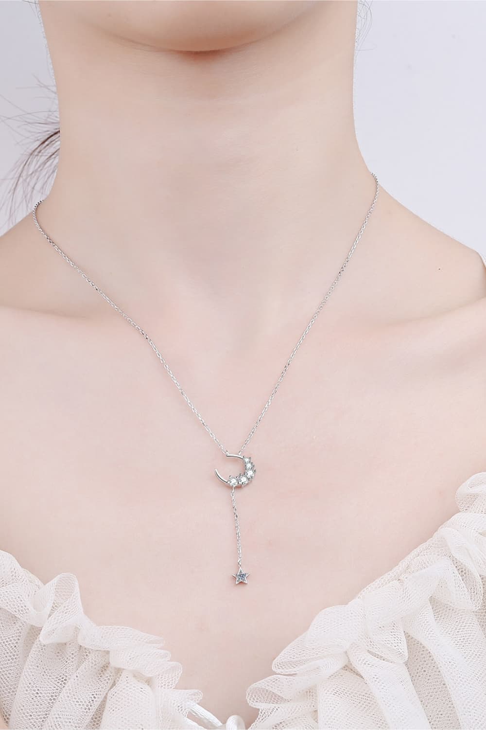 Chain detail of the Silver Women's Lace Minimalist Necklace for Everyday Styling & Gifting, styled with layered jewelry for everyday styling and gifting, made for women who want refined neckline detail.