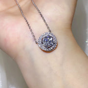 Layered styling view of the 2 Carat 925 Sterling Silver Moissanite Pendant Necklace, styled with layered jewelry for everyday styling and gifting, made for women who want refined neckline detail.