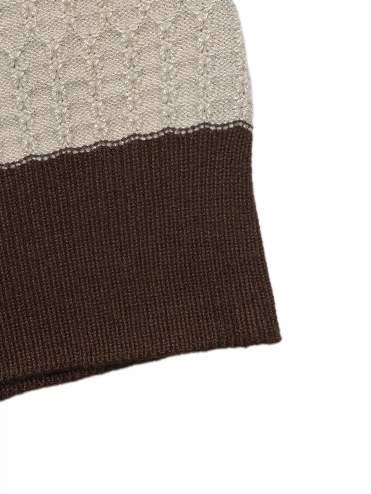Neckline detail of the Coffee Brown Striped V-Neck Knit Top, styled with polished boutique styling for day-to-night outfits, made for women who want easy layering.