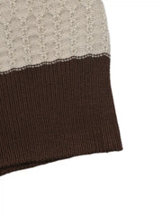 Neckline detail of the Coffee Brown Striped V-Neck Knit Top, styled with polished boutique styling for day-to-night outfits, made for women who want easy layering.