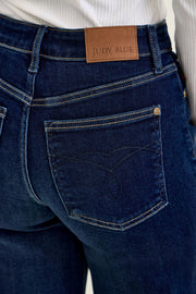 Back view of the DK Judy Blue High-Waisted Wide-Leg Dark Wash Jeans, styled with polished boutique styling for day-to-night outfits, made for women who want easy layering.